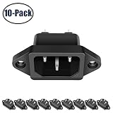 10 Pack AC 250V 10A IEC 320 C14 Panel Mount Plug Adapter Power Connector Socket Black Screw Mount 3 Pins Inlet Power Plug Socket By MXR