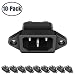 10 Pack AC 250V 10A IEC 320 C14 Panel Mount Plug Adapter Power Connector Socket Black Screw Mount 3 Pins Inlet Power Plug Socket By MXR