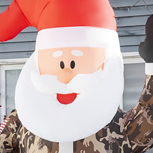 8' Christmas Inflatable Santa Claus Wearing Camouflage, Outdoor