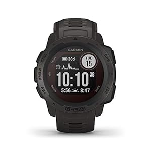 Garmin Instinct Solar, Solar-powered Rugged Outdoor Smartwatch, Built-in Sports Apps and Health Monitoring, Graphite