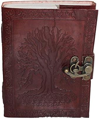LEATHER JOURNAL Writing Notebook - Antique Handmade Leather Bound Daily Notepad For Men & Women Unlined Paper Medium 7 x 5 Inches