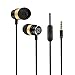 Kinwal in-Ear Earbuds Headphones, Nylon Braided Earphones Stereo Noise Isolation Headset with Mic for iPhone, iPod, iPad, Android Smartphone and Tablet, MP3 Player and All 3.5mm Audio Devices (Black)