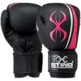 STING Women's Aurora Boxing Gloves – Black/Pink, 10 oz