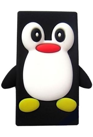 Tinkerbell Trinkets® Schwarz Apple iPod NANO 7 7th Generation Pinguin niedlichen Tier Silikonhülle Shell Beschützer Handy Sma