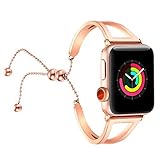 For Apple Watch Strap 42mm, Fastgo 2018 Newest Released Vintage Classy Stainless Steel Beaded for Apple Watch Band in Rose Gold Color for Feminine Women Girls (Rose Gold - 42mm)