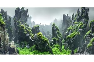 GOTLOS Natural Background Aquarium Background, 3D Image of Underwater Fish Tank Decoration, Reef Greenery 36X24IN with 10 EVA Double-Sided Tape