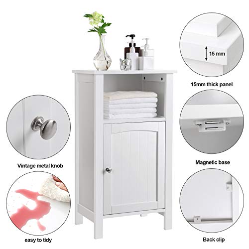 VASAGLE Bathroom Floor Storage with Single Door Adjustable
