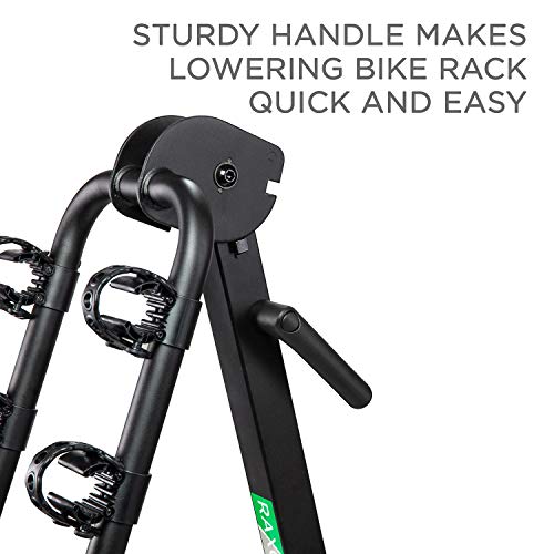 RaxGo Premium Hitch Mounted 4 - Bike Rack Carrier, Sturdy Bicycle Swing Away Rack – Fits 2” Receiver – Folding Design, Tilt Handle for Extra Convenience – Transports Up To 132 Lbs. – Easy Assembly - Thumbnail 2