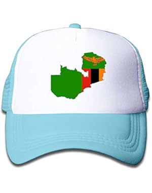 Flag Map Of Zambia Boy & Girl Grid Baseball Caps Adjustable sunshade Hat For Children