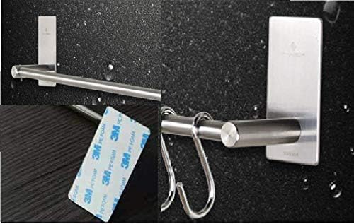 XIAJIA-3M Self Adhesive Towel Bar,40 cm / 15.75 inches ,SUS304 Brushed Finish Stainless Steel Hanger Bar for Kitchen Bathrooms Lavatory Closets Waterproof and Rustproof.(Single Bar) - Image 5