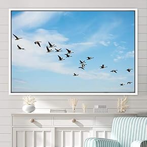 signwin Framed Canvas Wall Art Flying Together Birds...