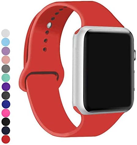 a8Miss Sport Band Compatible for Apple Watch 38mm 42mm Series 1, Series 2,Series 3 or 40mm 44mm Series 4 Series 5 Series 6(42mm(44mm) S/M,Red)