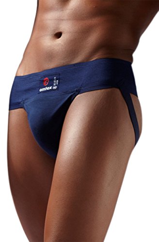 Omtex Gym Jockstrap Cotton Supporter with Cup Pocket for Men's Navy Blue Waist 34 Inches by Yogi Sports - Thumbnail 2