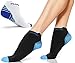 Physix Gear Short Compression Socks for Men & Women - Best Low Compression Socks Women & Men with Arch Support, Ideal for Running, Plantar Fasciitis comfort, and Swelling -, Blue/Black (2 Pairs), S/M