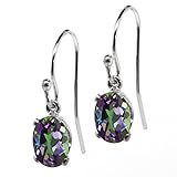 1.90 Ct Oval Green Mystic Topaz 925 Sterling Silver Dangle Earrings