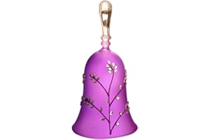 ZRAGEK Handbell Set for Church Ornate and Elegant Leaf-Shaped Trim Handheld Bell, Home Kitchen Dinner Call Dinner Bell, Crisp Glass Collision Sound (Color : Purple, Size : 5.9 * 3 inches)
