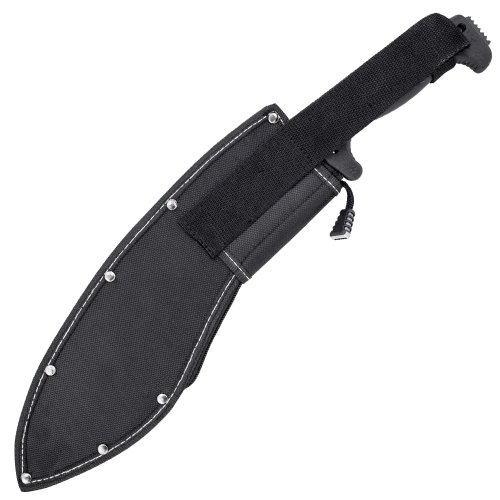 SOG SOGfari Kukri Machete MC11N Hardcased Black 12"" Blade w/ Saw Back, Rubber Handle, Nylon