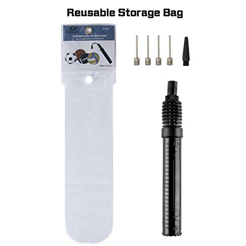 PROHAPI Dual Action Ball Pump with 8 Steel Pump Needles, 9.4 Inches Hand Air Pump for Fast Inflating for Balls- Best for Soccer, Basketball and Other Inflatable Sports Balls, 2 Pack