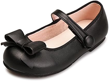 Kids Girls Bowknot Genuine Leather Cute Soft Dressy Mary Jane Flats Shoes
