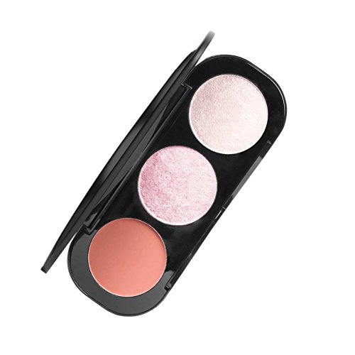 Spdoo Shimmer Highlighter & Bronzer & Blush 3 in 1 Cosmetic Powder Palette