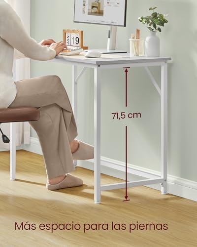 Escritorio, Mesa Oficina Pequeña y Estación Trabajo, Mesa para Teletrabajo, Estudio, Dormitorio, 50 x 100 x 76 cm, Estilo Moderno, Estructura Metal, Blanco Arce y Blanco Nube LWD041W44