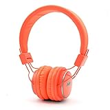 GranVela Q8 Wireless Headphones Lightweight Foldable Steoro Headset with FM Radio,MicroSD/TF Card Mp3 Player and 3.5mm Detacheable AUX cable,for Ipad,iPhone and Andoid Smartphones.- Orange