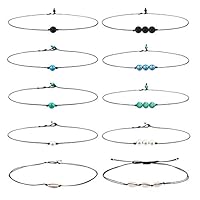 Beach Shell Necklace（10PCS）,Mkcether Handmade Hawaii Choker Adjustable Cord Necklace Set Easy to Match,for Girls Ladies
