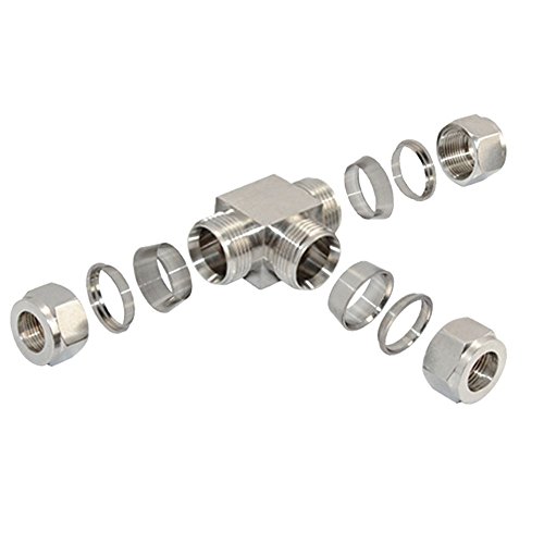 SuperWhole 10mm 3/8" Equal TEE Compression Plumbing Pipe Fitting Double Ferrule Connector