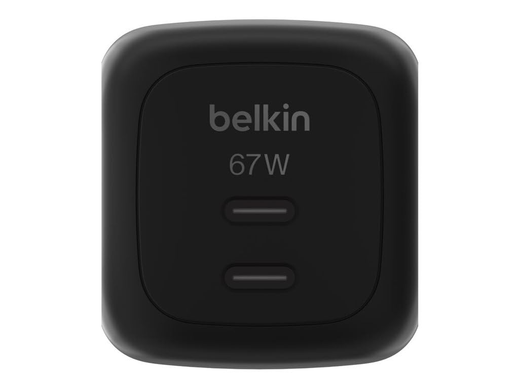 Belkin SmartProtect 2-Port USB C Ladegerät, 67W, GaN-Ladegerät, 2X USB-C, Schnellladen für Geräte wie MacBook, iPhone 17, iPad Pro, Chromebook, Galaxy S25 Ultra, Pixel 10, USB Adapter – Schwarz 4