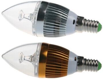 LIGHTMATE E14 LED Candelabra Light Bulb, Sharp bulb, Wall light, 110V 3W Warm White/White, Silvery/Gold shell?