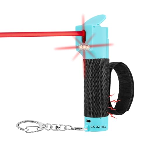 3-in-1 Pepper Spray Self Defence Personal Alarm Set for Women, Max Strength Spray Gel & 130 dB Siren, Strobe Light, UV Marking Dye, Safety Flip Top Cap, Adjustable Hand Strap, Canister Replaceable