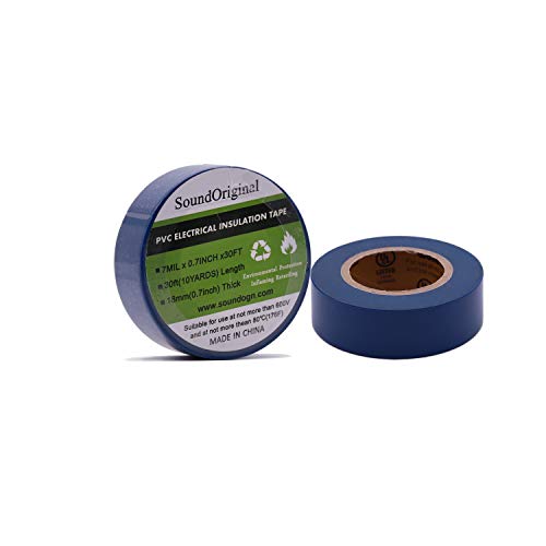 SoundOriginal Electrical Tape Blue 6 Pack 3/4Inch By 30 Feet, Voltage