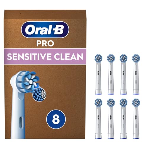 Oral-B Lot De 8 Brossettes De Rechange PRO Sensitive Clean, AUTHENTIQUES, Blanches, Brins Ultra Doux Pour Les Gencives Plus Saines, Embouts Pour Brosses A Dents Electriques Oral B Pro