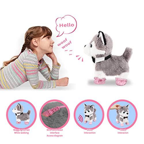 Interactive Electronic Walking Plush Dog Toy Robot Dog with Remote Control Leash, Realistic
