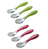 Gerber Stainless Steel Tip Kiddy Cutlery Spoons, 6 Pack (Pink/Green)