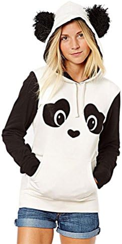 Hansee Womens Lovely Panda Hoodie with Pocket, Loose Autumn Sweatshirt Pullover Tops