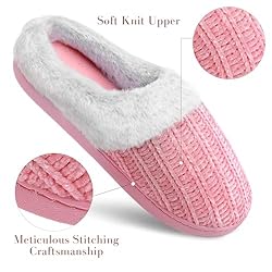 shoeslocker Slippers for Women Memory Foam Fuzzy