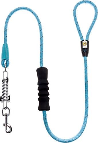 Shock Absorbing Dog Leash - Dual Handle Anti-pull Lead For Control &amp; Training, Ideal For Medium Or Large Dogs By Lightning Pets (Blue, 5 Ft.)