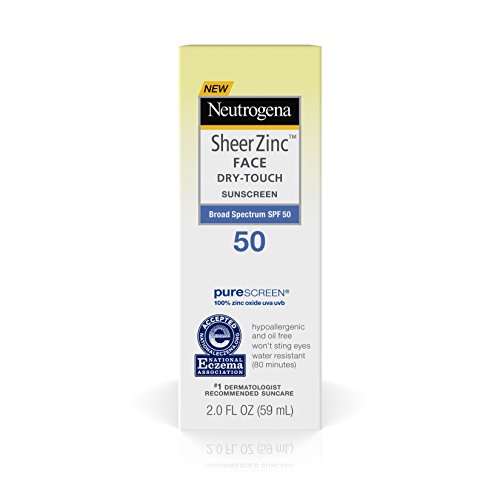 Neutrogena Sheer Zinc Oxide Dry-Touch Face Sunscreen with Broad Spectrum SPF 50, Oil-Free, Non-Comedogenic & Non-Greasy Mineral Sunscreen, 2 fl. oz