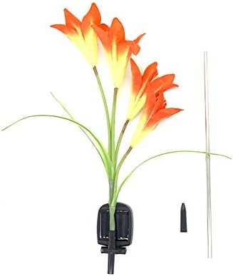 Solar Lights Colorful Lily Flower , Elstey Solar Powered Garden Outdoor Landscape Decorative Color Changing Waterproof LED Lights (Orange)