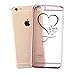 iPhone 8 Plus Case,iPhone 7 Plus Case,PHEZEN Clear Soft TPU Case with Mini Love Heart Bling Crystal Rhinestone Diamonds Plating Rose Gold Frame Silicone Gel Back Case for iPhone 7 Plus, Love Heart