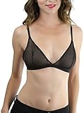 ToBeInStyle Women's Sheer Mesh Bralette - Black - Medium