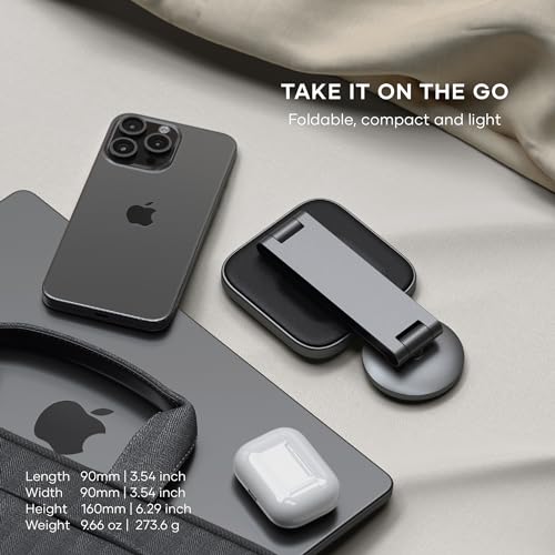 SATECHI OntheGo 2 in 1 Foldable Induction Charger 15W Qi2 Certified Magnetic Wireless Charging Station for All iPhone 17 16 15 12 AirPods with Wireless Charging Case
