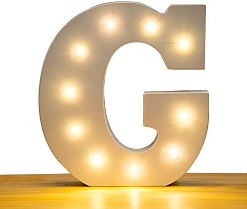 Kerong DIY LED Light Up Wooden Alphabet Marquee Letter Lights for Festival Decorative Home Party Wedding Scene Holiday Birthday Christmas Valentine,Battery Operated Warm White (G)