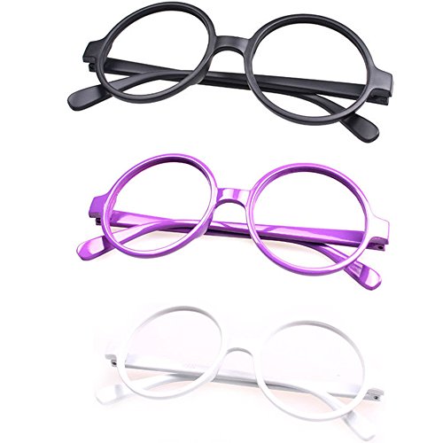Set of 3 FancyG® Retro Geek Nerd Style Round Shape Glass Frame NO LENSES SET106