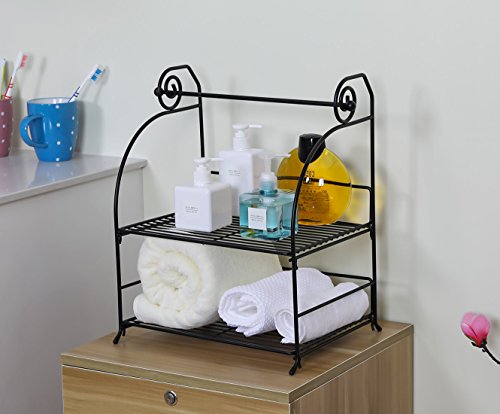 TQVAI 2 Tier Can Rack Organizer with Kitchen Roll Holder, Black - Thumbnail 4
