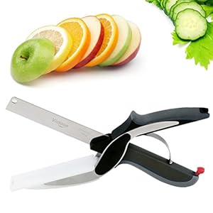 Multifunctional-Kitchen-Food-ScissorsVicloon-Stainless-Steel-Knife-with-Cutting-Board-Built-in2-in-1-Kitchen-Tool-Slicer-for-Vegetable-Fruit-Bread-Cheese Vicloon Kitchen Scissors, Sharp Kitchen Scissors Multipurpose Utility Stainless Steel Scissor with Cutting Board Built…