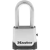 Master Lock Magnum Heavy Duty Combination Padlock M176XDLH | Resettable 4-Digit Combo Lock, 2" Zinc Body, Cut-Resistant Extended Shackle, Weatherproof Dial Cover for Lockers &amp; Gates