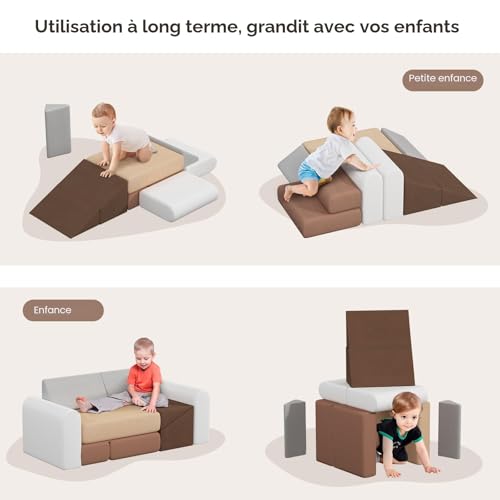 BanaSuper Modular Educational Foam Blocks | Soft Baby Play Equipment | Kids Play Sofa Bed | Foam Sofa Bed for Toddlers | Foam Blocks for Climbing and Crawling
