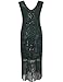PrettyGuide Women's 1920s Gatsby Sequin Art Deco Fringed Cocktail Flapper Dress XXL Green